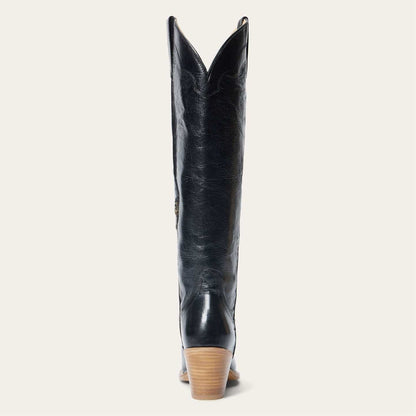 Women's Stetson Sutton Leather Boots Snip Toe Handcrafted Black