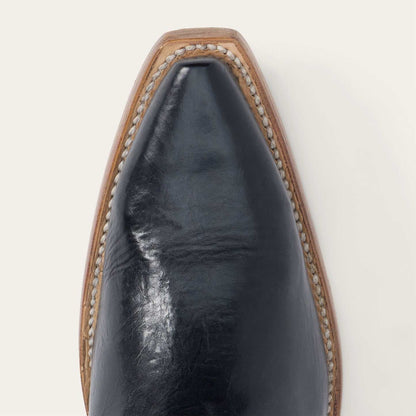 Women's Stetson Sutton Leather Boots Snip Toe Handcrafted Black