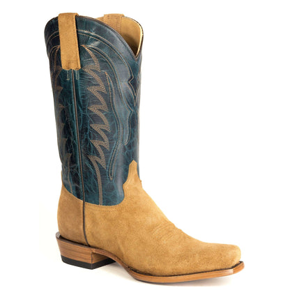 Men's Stetson Jett Suede Leather Boots Handcrafted Square Toe Tan
