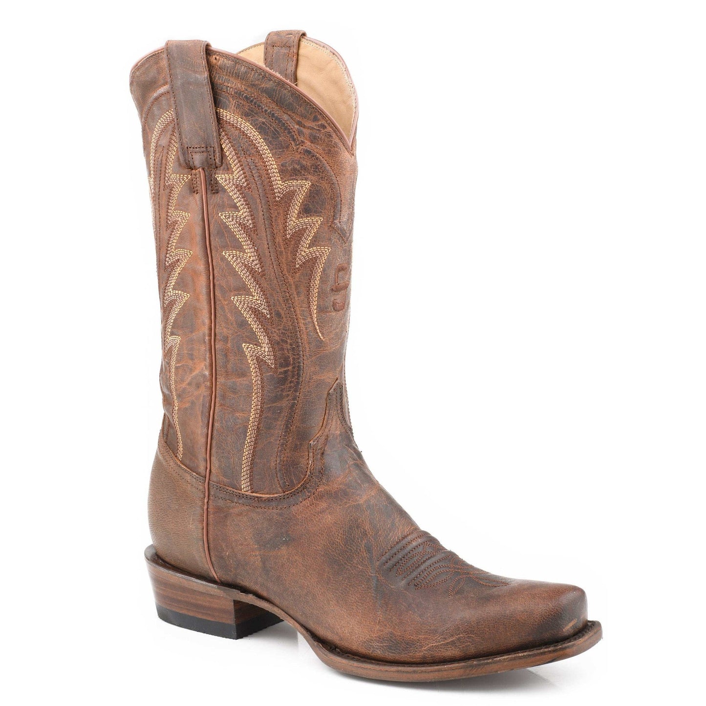 Men's Stetson Clint Goat Boots Handcrafted Square Toe Tan