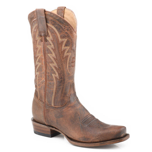 Men's Stetson Clint Goat Boots Handcrafted Square Toe Tan
