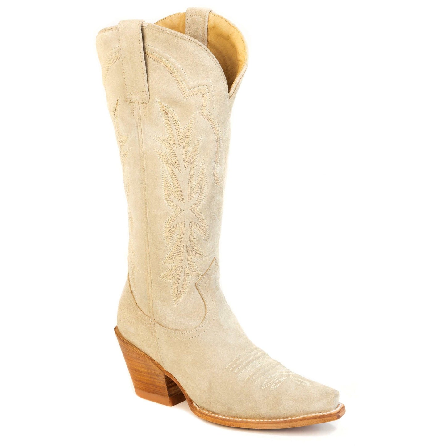 Women's Stetson Mae Suede Boots Handcrafted Snip Toe Tan